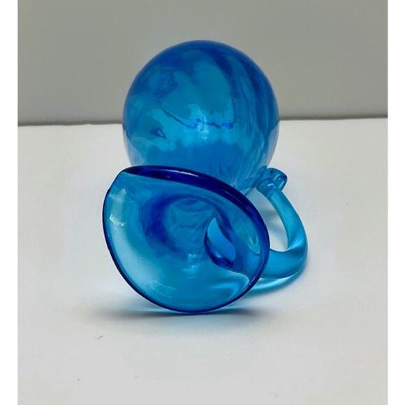 Vintage Italian Hand Blown Art Glass Turquoise Blue Swirl Mini  Pitcher (1970s) - Picture 4 of 5